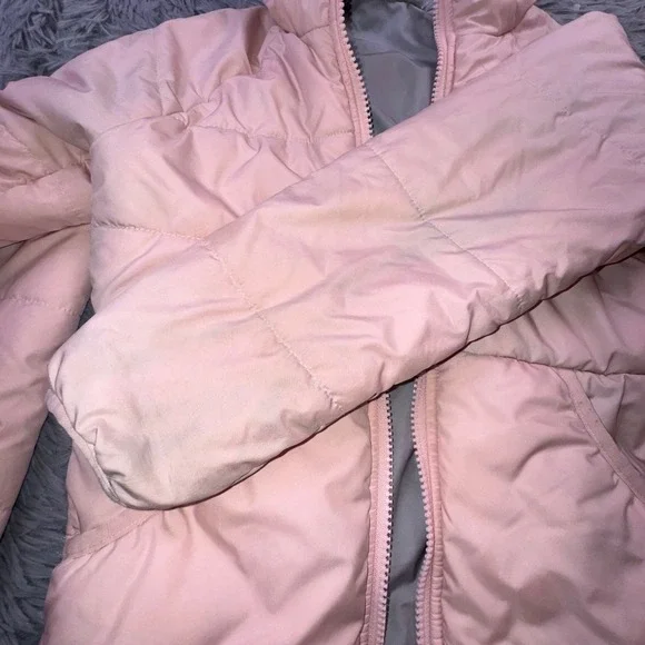 The North Face Reversible Pettit Jacket Girl's 6T Pink‎ Heatseeker Eco Hooded